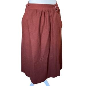 Vintage Burnt Orange Midi Skirt 60s 70s